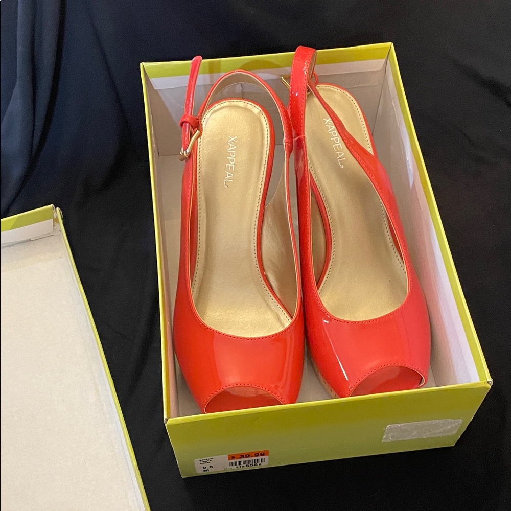 Xappeal Women's Vibrant Orange Peep Toe Heels